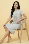 Zivame Turtle Print Knit Cotton Mid Length Nightdress - Ultimate Gray — thumbnail 4